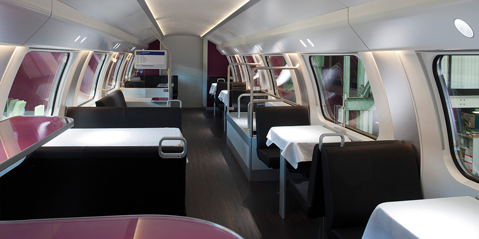 Design Speisewagen SBB Dosto Milani Design Consulting Designagentur TransportationDesign Zug Innengestaltung InteriorDesign Restaurant Sonderzone 02