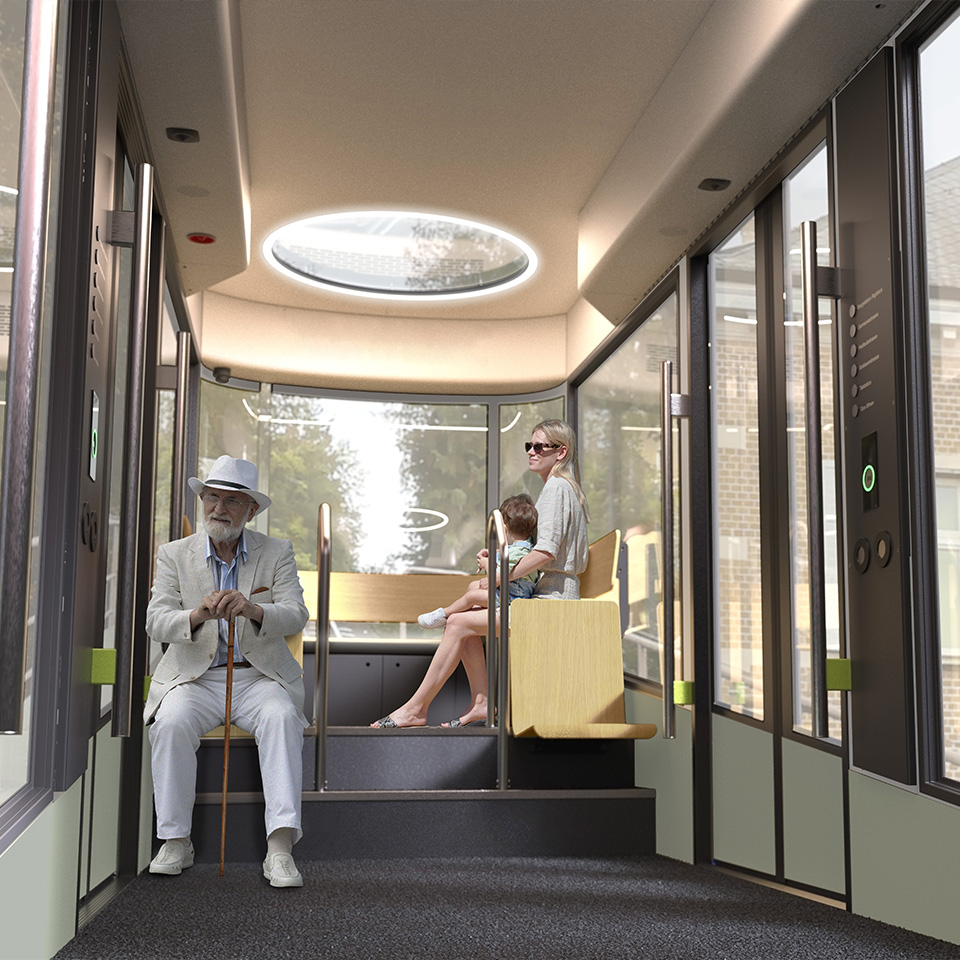 VBZ Rigiblick Seilbahn Milani Design Designagentur Industriedesign Transportationdesign Zugdesign Innendesign Aussendesign Experience Interior Light