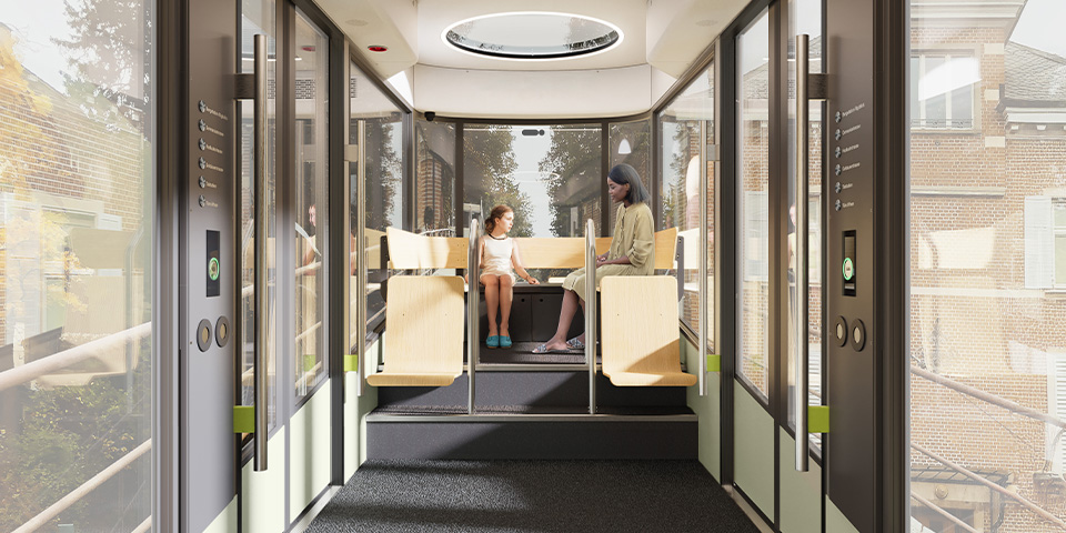 VBZ Rigiblick Seilbahn Milani Design Designagentur Industriedesign Transportationdesign Zugdesign Innendesign Aussendesign Interior hell